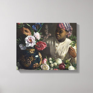 Vintage Frederic Bazille Black Woman med Peonies Canvastryck