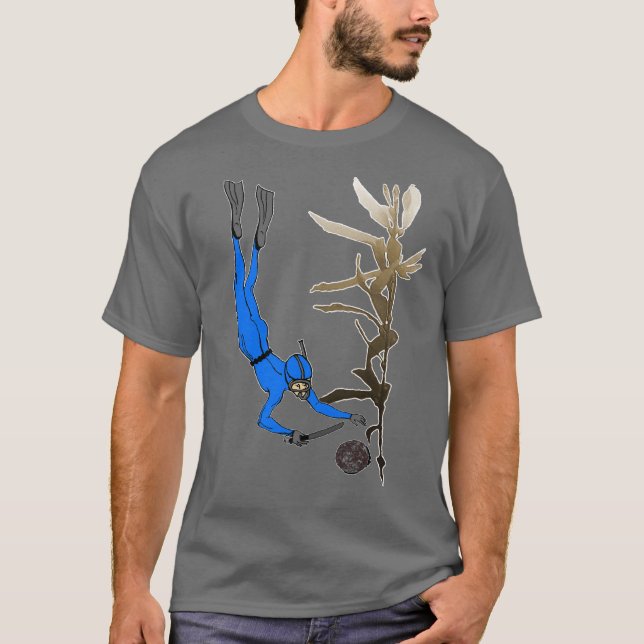 Vintage Freediving Abalone Diver with Kelp T Shirt (Framsida)