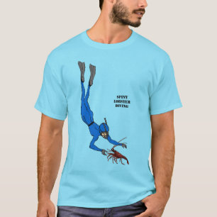Vintage Freediving Diver Catching a Spiny Lobster T Shirt