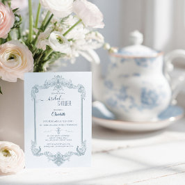Vintage French Blue Bridal Shower Inbjudningar