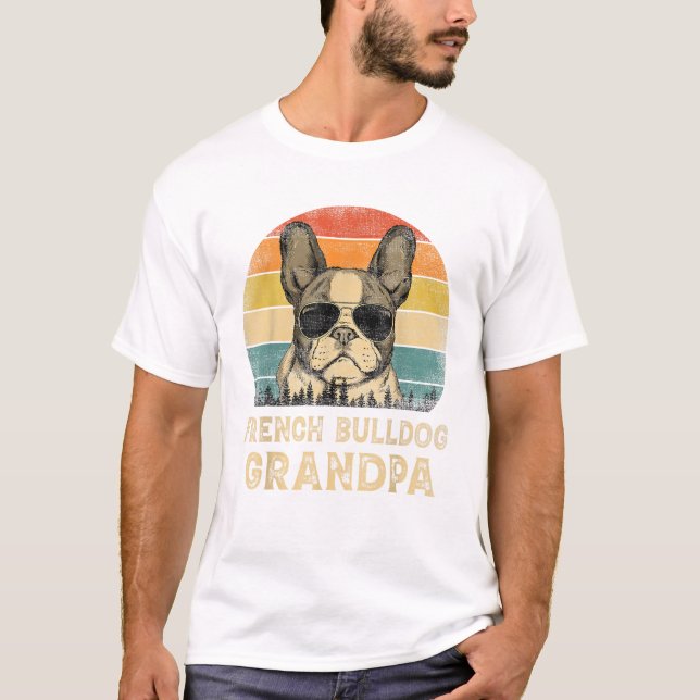 Vintage French Bulldog Grandpa T Shirt (Framsida)