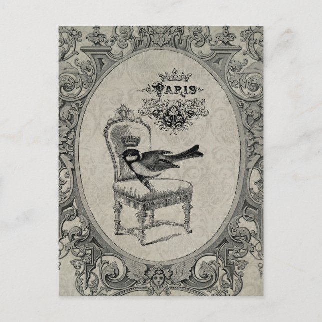 Vintage French chair postcard Vykort (Framsida)
