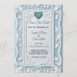 Vintage French Country Shabby Blue Save The Date  Inbjudningar