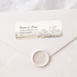Vintage French Country Toile Return Address Label Returadress Etikett