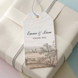 Vintage French Country Toile Wedding Gift Tag Presentetikett