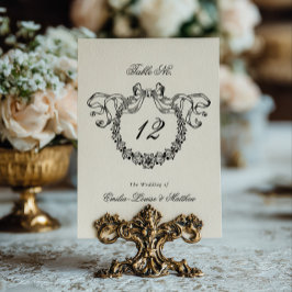 Vintage French Monogram Wreath Elegant Wedding Bordsnummer