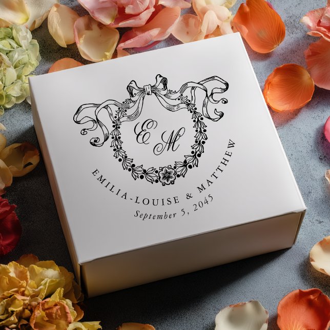 Vintage French Monogram Wreath Elegant Wedding Stämpel (Skapare uppladdad)