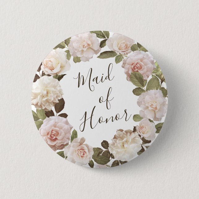 Vintage French Roses Brudtjänst Knapp (Framsida)