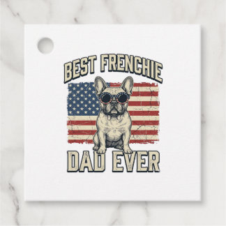 Vintage Frenchie Pappa Amerikansk Flagga Gåvor Etiketter