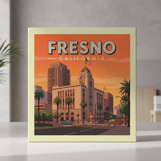 Vintage Fresno Kalifornien Kakelplatta (Skapare uppladdad)