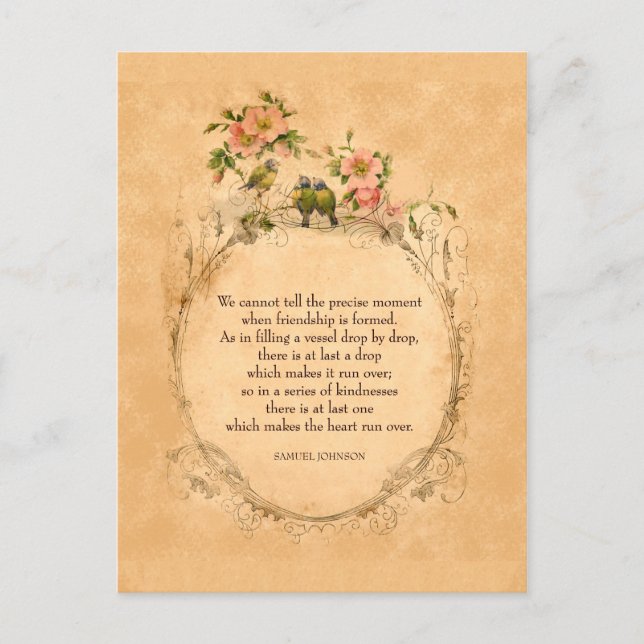 Vintage Friends- Birds & Blommigt- vykort (Framsida)