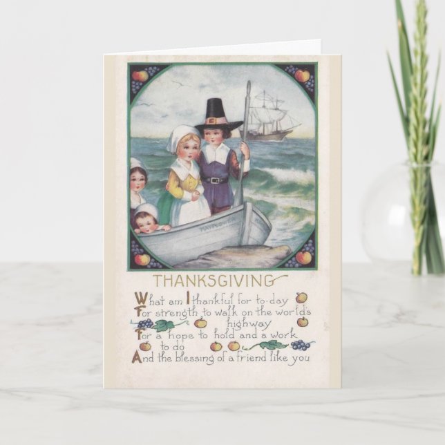 Vintage - Friends välsignelse vid Thanksgivingen, Helgkort (Framsida)