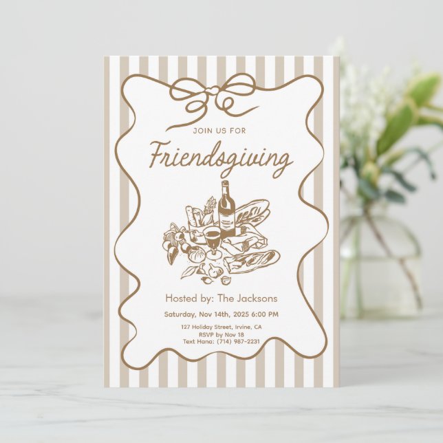 Vintage Friendsgiving-inbjudan Inbjudningar (Stående Fram)