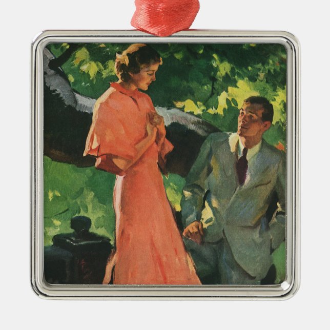 Vintage Frieri. Kan du gifta mig? Julgransprydnad Metall (Framsidan)