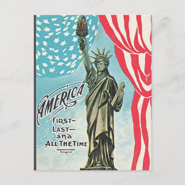 Vintage Frihetsgudinnan Amerika första vykort (Framsida)