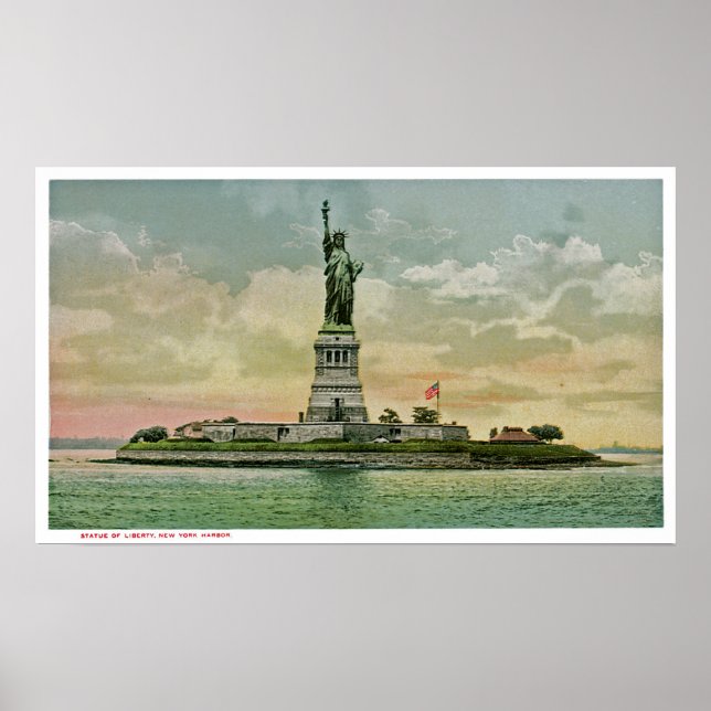 Vintage Frihetsgudinnan, New York Harbour Poster (Framsidan)