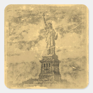 Vintage Frihetsgudinnan, New York - Stickers Fyrkantigt Klistermärke