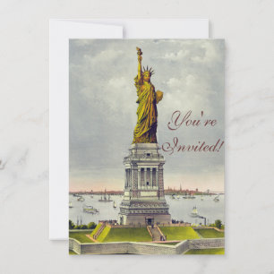 Vintage Frihetsgudinnan New York Travel Inbjudningar