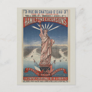 Vintage Frihetsgudinnan Paris till New York City Vykort