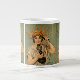 Vintage Frihetsgudinnan, patriotiskt krigsannons f Jumbo Mugg