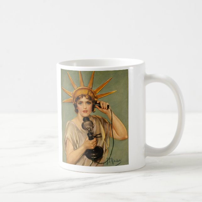 Vintage Frihetsgudinnan, WWI Patriotic Krig Ad Kaffemugg (Höger)