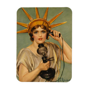 Vintage Frihetsgudinnan, WWI Patriotic Krig Ad Magnet