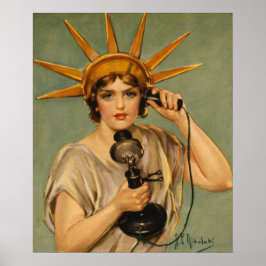 Vintage Frihetsgudinnan, WWI Patriotic Krig Ad Poster