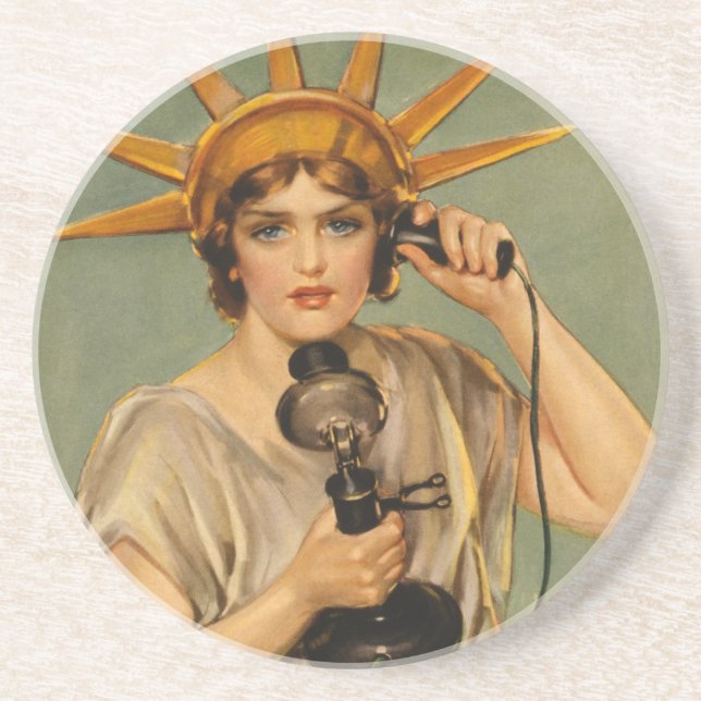 Vintage Frihetsgudinnan, WWI Patriotic Krig Ad Underlägg Sandsten (Framsidan)