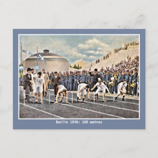 Vintage friidrott 100 meter Berlin 1936 Vykort