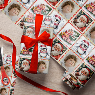 Vintage Frimärke Cute Personlig Foto jul Presentpapper