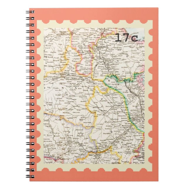 Vintage Frimärke Kartor Anteckningsbok (Framsidan)