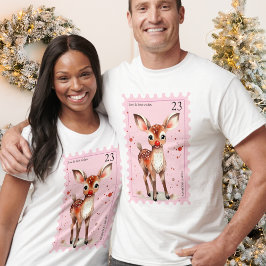 Vintage Frimärke Reindeer Matchning Vuxnor jul T Shirt