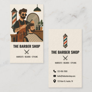 Vintage frisörscen Hårstylist Barbershop Visitkort