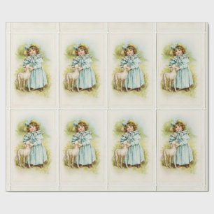 Vintage Fröcken med lamben Presentpapper