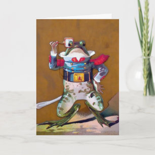 Vintage Frog med monokle-Anpassade Helgkort