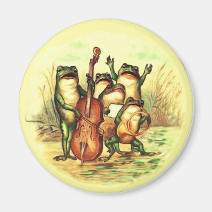 Vintage Frog Musician Band Orchestra med sångare Magnet