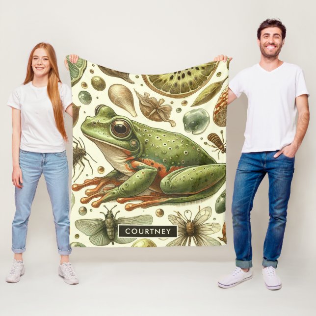 Vintage Frog Sömlös vattenfärg Fleecefilt (På plats)