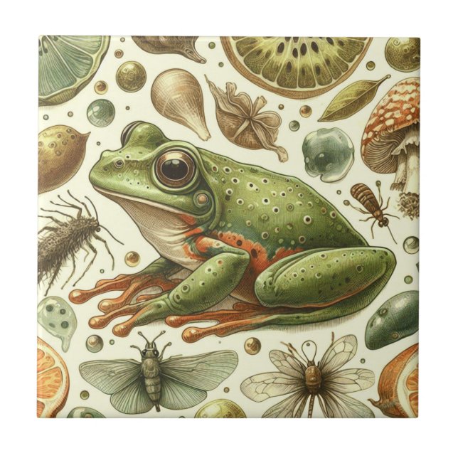 Vintage Frog Sömlös vattenfärg Kakelplatta (Framsidan)