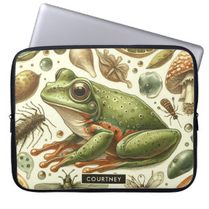 Vintage Frog Sömlös vattenfärg Laptop Fodral