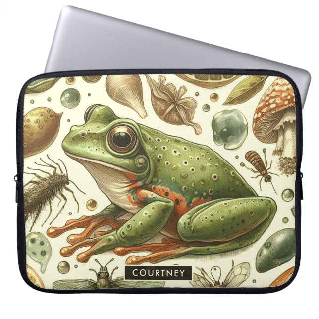 Vintage Frog Sömlös vattenfärg Laptop Fodral (Framsidan)