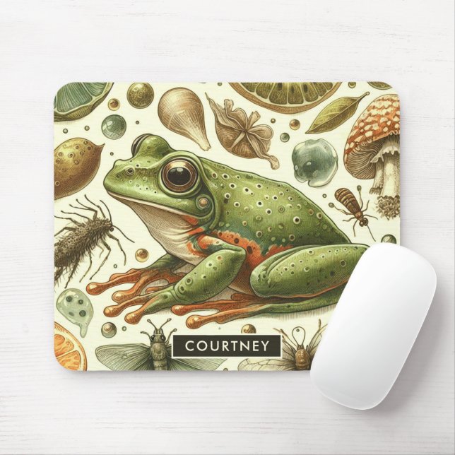Vintage Frog Sömlös vattenfärg Musmatta (Med mus)