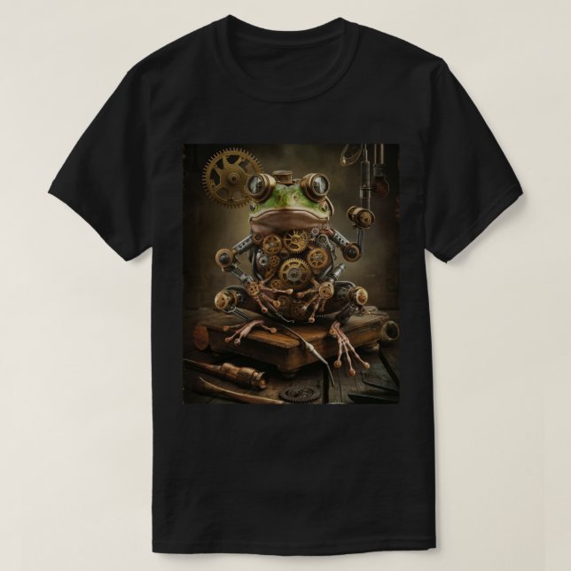 Vintage Frog Steampunk Stil T Shirt (Design framsida)