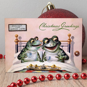 Vintage Frogs i Bed-julkort Helgkort