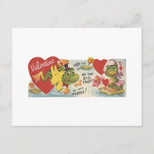 Vintage Frogs Valentine Helg Vykort