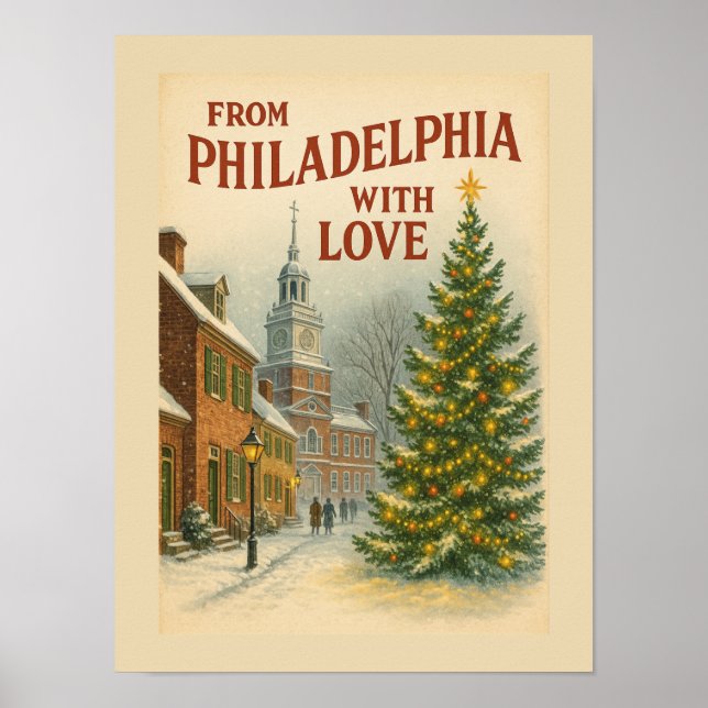 Vintage From Philadelphia With Love Christmas Poster (Framsidan)