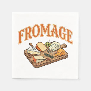Vintage Fromage Fransk ost Charcuterie Grafik  Pappersservett
