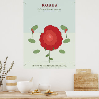 Vintage fröpaket ros poster