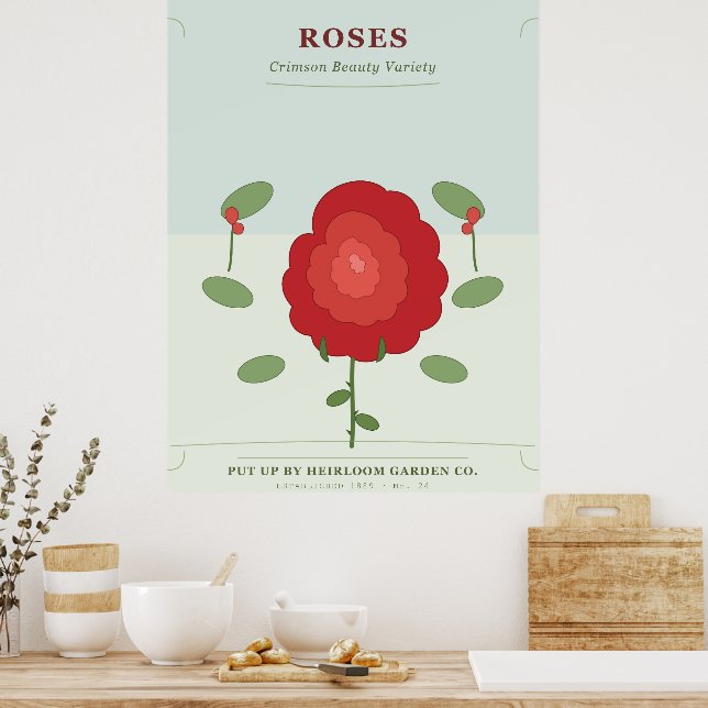 Vintage fröpaket ros poster (Kök)