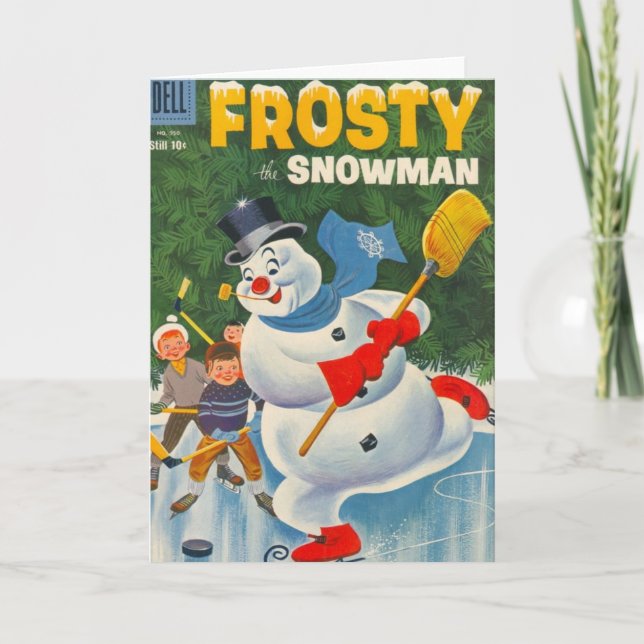 Vintage Frosty on Skates Helgkort (Framsida)