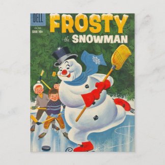 Vintage Frosty on Skates Vykort